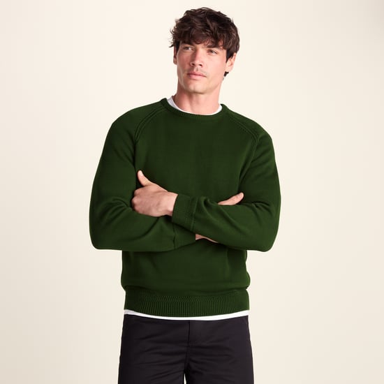 Chesney Mens Crew Neck Knit Jumper - Leaf Green - Image 3