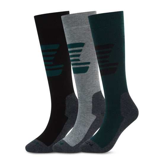 Glenshee Mens 3 Pack Technical Ski Socks - Dark Grey Marl/Midnight Green/Lt Grey Marl - Image 1