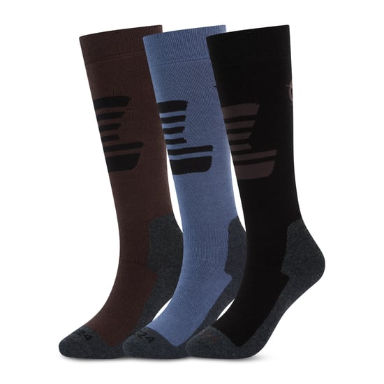 Glenshee Mens 3 Pack Technical Ski Socks - Black/Chocolate Brown/Smokey Blue - Image 2