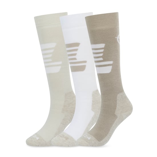 Glenshee Womens 3 Pack Technical Ski Socks - Simply Taupe/Vanilla/Optic White - Image 1