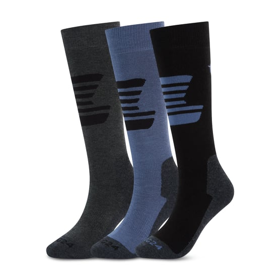 Glenshee Mens 3 Pack Technical Ski Socks - Black/Dark Grey Marl/Smokey Blue - Image 2