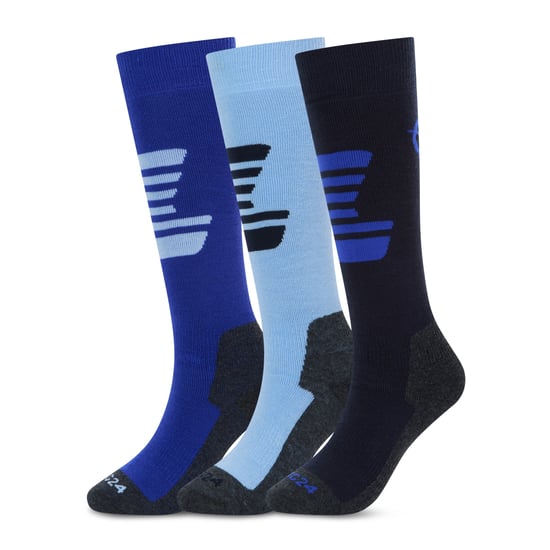 Glenshee Womens 3 Pack Technical Ski Socks - Dark Indigo/Cobalt Blue/Powder Blue - Image 2