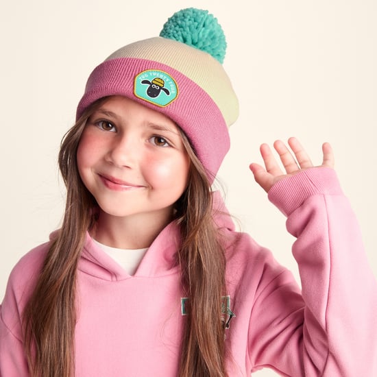 Beulah Shaun the Sheep Kids Knitted Beanie Pom Pom Hat - Woolly/Candyfloss - Image 2