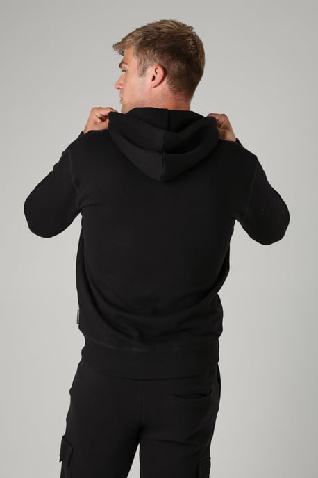Black Cotton Blend Zip Hoody - Image 2