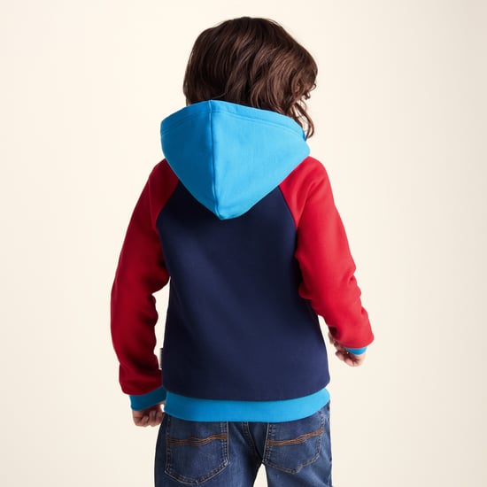 Portland Shaun the Sheep Kids Supersoft Sherpa Lined Hoodie - Night Blue/Racing Red - Image 2