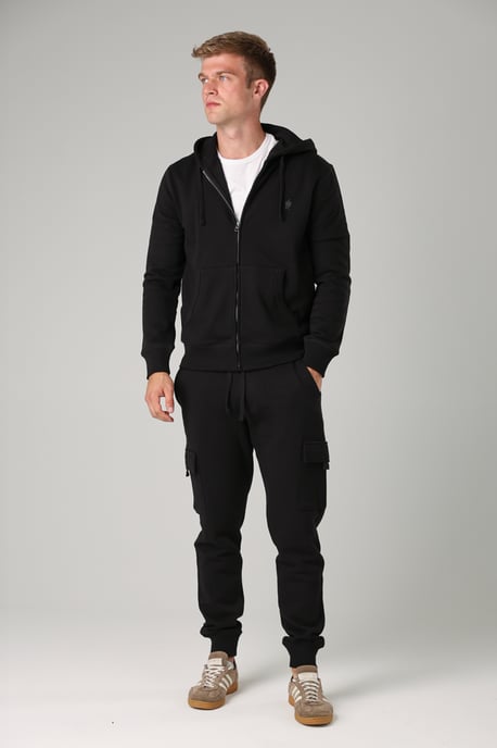 Black Cotton Blend Zip Hoody - Image 3