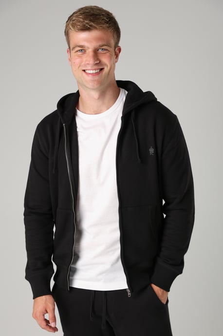 Black Cotton Blend Zip Hoody - Image 4