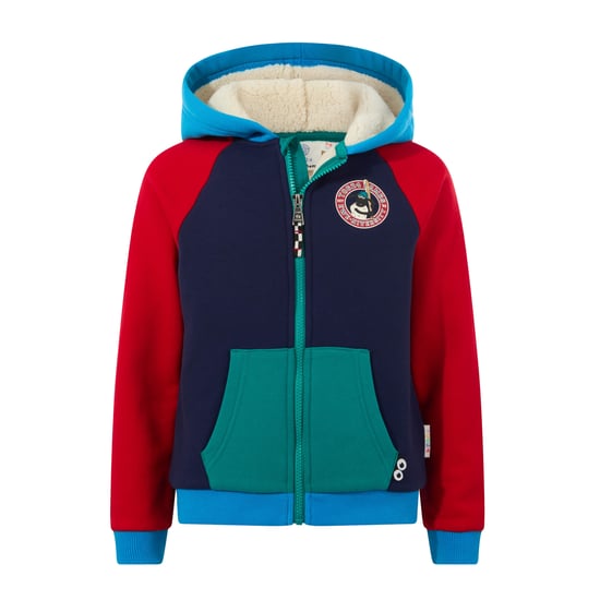 Portland Shaun the Sheep Kids Supersoft Sherpa Lined Hoodie - Night Blue/Racing Red - Image 5