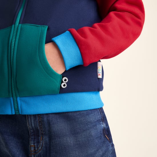 Portland Shaun the Sheep Kids Supersoft Sherpa Lined Hoodie - Night Blue/Racing Red - Image 6