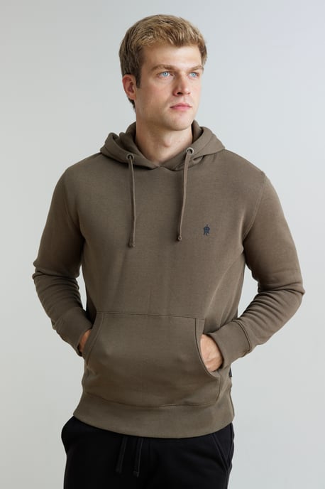 Khaki Cotton Blend Hoody - Image 1