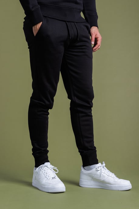 Black Cotton Blend Joggers - Image 1