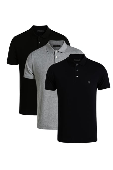 Black 3 Pack Cotton Short Sleeve Polo Shirts - Image 1