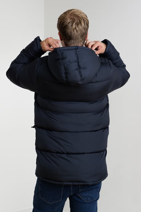 Navy Hooded Parka Longline Zip-Through Jacket - Image 2