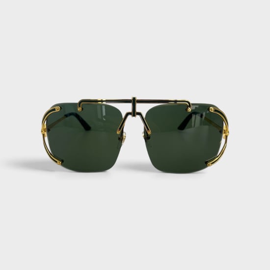 Casablanca Stainless Steel Aviator Sunglasses Yellow Gold Green - Image 1