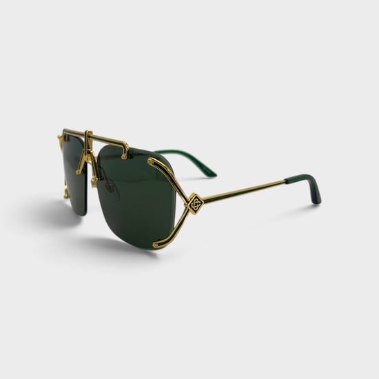 Casablanca Stainless Steel Aviator Sunglasses Yellow Gold Green - Image 2