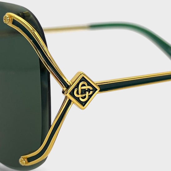 Casablanca Stainless Steel Aviator Sunglasses Yellow Gold Green - Image 3