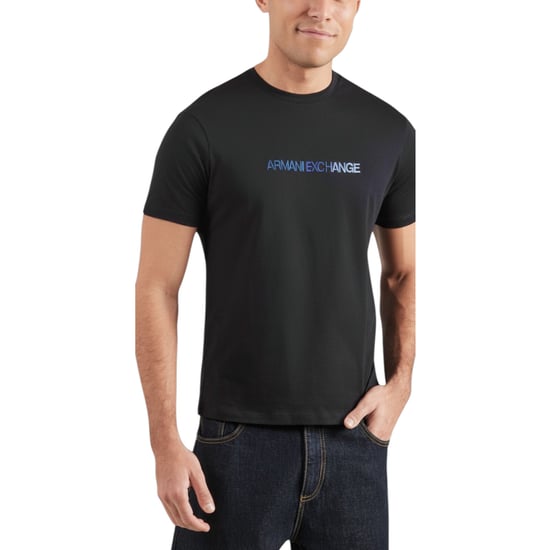Armani Exchange Mens T-Shirts 3D Embroidered Logo Print Short Sleeve Cotton Tee - Image 1