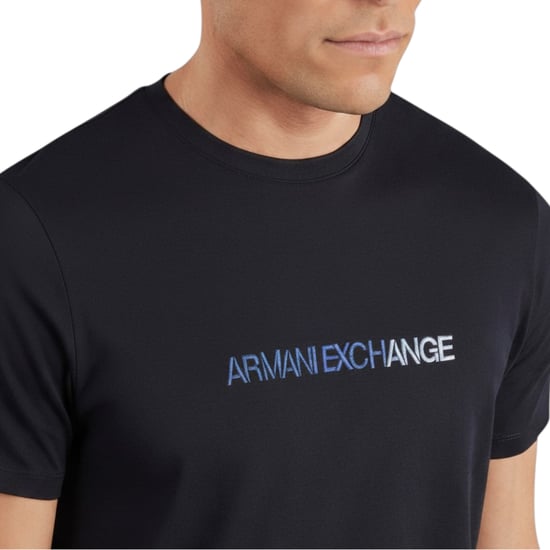 Armani Exchange Mens T-Shirts 3D Embroidered Logo Print Short Sleeve Cotton Tee - Image 3