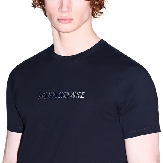 Armani Exchange Mens T-Shirts 3D Embroidered Logo Print Short Sleeve Cotton Tee - Image 3