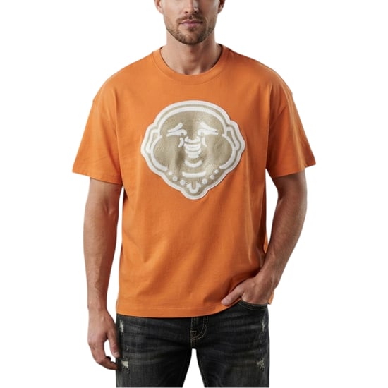 True Religion Buddha Mens Oversized T Shirts Short Sleeve Drop Shoulder Soft Tee - Image 1