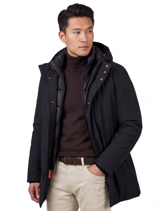 Save the Duck parka jas zwart effen capuchon - Image 1