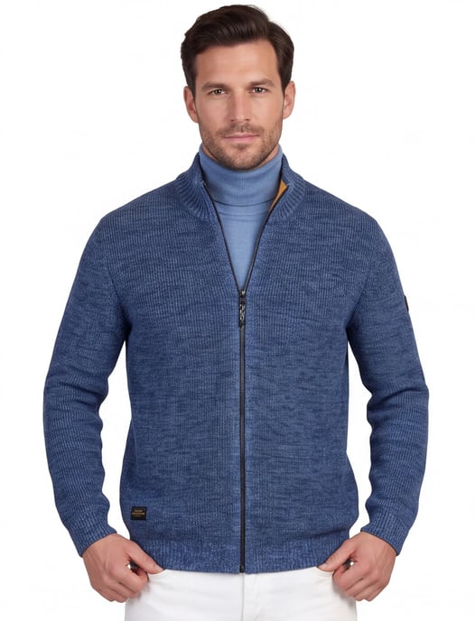 Vest Camel Active blauw gemeleerd wijde fit - Image 1