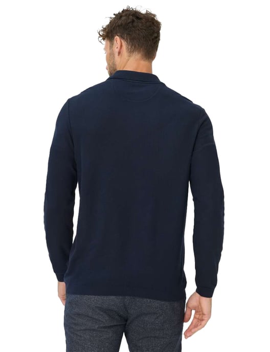 polo lange mouw Brax donkerblauw 3-knoops - Image 2