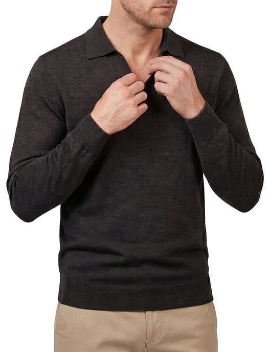 polo lange mouw Profuomo bruin - Image 2
