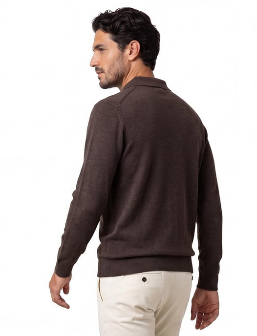 polo lange mouw Profuomo bruin - Image 2