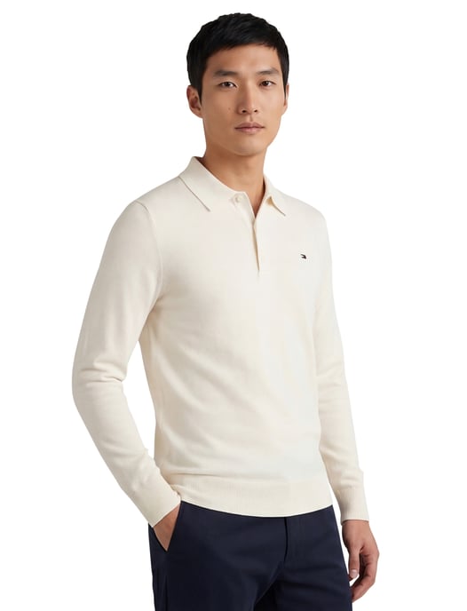 Tommy Hilfiger trui katoen normale fit effen beige - Image 1