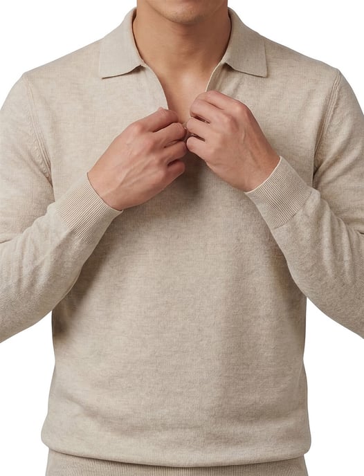 polo lange mouw Profuomo beige - Image 2