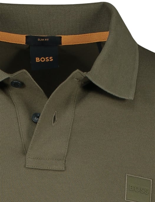 BOSS Orange Passerby open lange mouw polo groen effen - Image 3