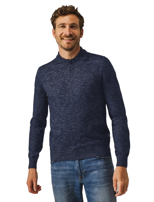 pullover polo lange mouw State of Art donkerblauw - Image 1