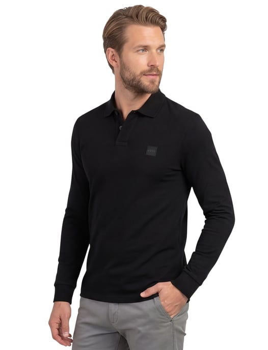 Boss Orange Passerby bruin effen lange mouw polo - Image 1