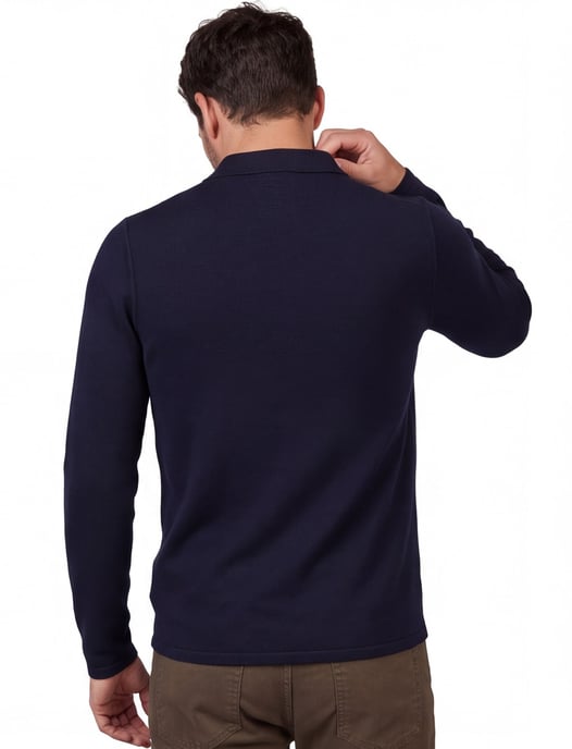 Butcher of Blue polo normale fit donkerblauw effen wol - Image 2