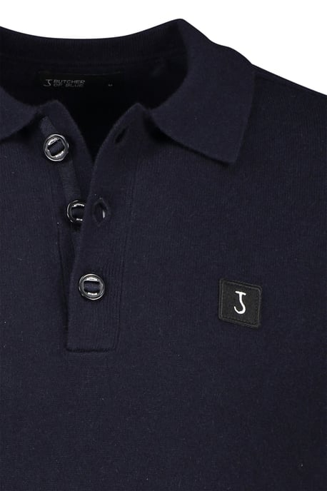 Butcher of Blue polo normale fit donkerblauw effen wol - Image 3