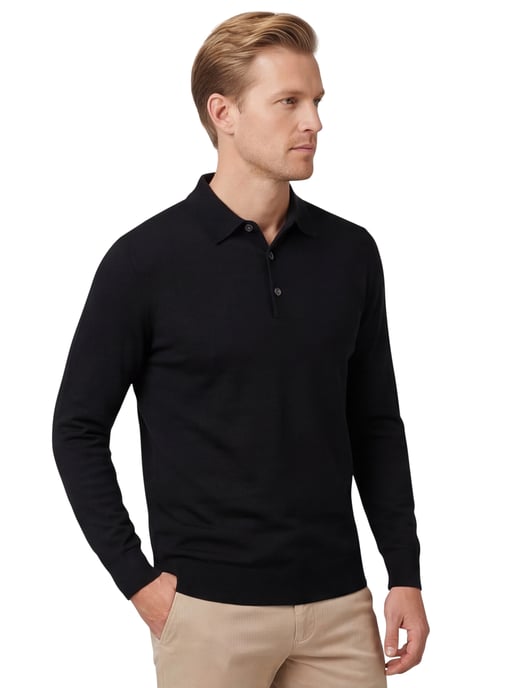 polo lange mouw Profuomo zwart - Image 1