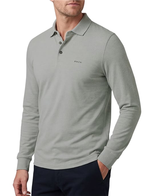NZA polo grijs 3-knoops effen normale fit - Image 1
