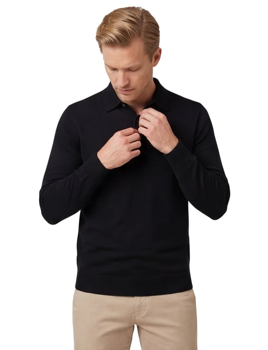polo lange mouw Profuomo zwart - Image 2