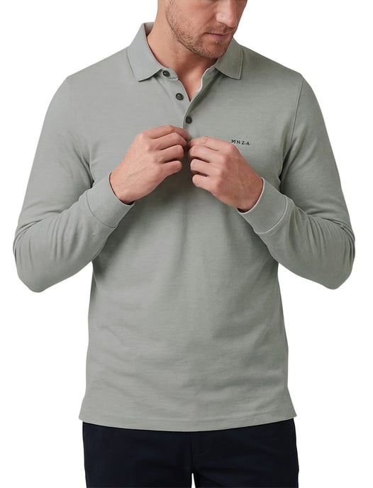 NZA polo grijs 3-knoops effen normale fit - Image 2