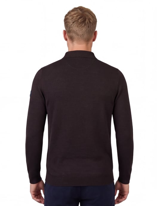 Cavallaro lange mouw polo bruin merinowol slim fit - Image 2