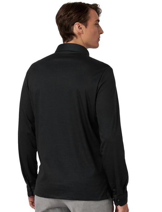 katoenen poloshirt Desoto zwart effen slim fit - Image 2