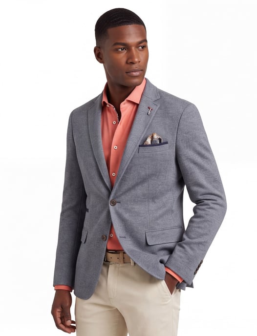 A Fish Named Fred colbert gemeleerd blauw slim fit - Image 1