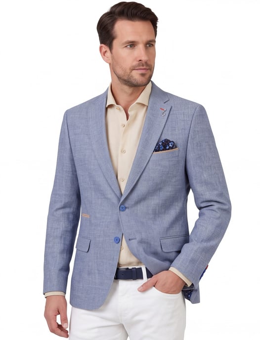 A Fish Named Fred gemeleerd colbert blauw slim fit - Image 1