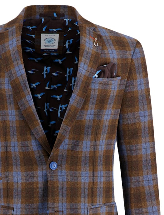 wollen A Fish Named Fred colbert bruin geruit slim fit - Image 3