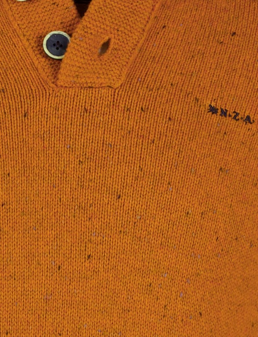 NZA 3 knopen trui oranje effen - Image 3