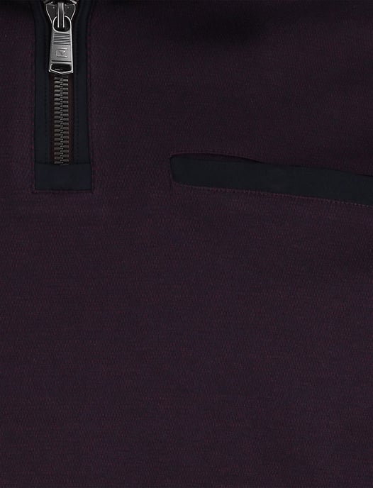 Casa Moda half zip trui premium cotton aubergine met borstzak - Image 4