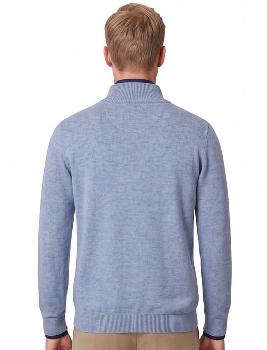 Casa Moda lichtblauw half-zip trui met boord - Image 2