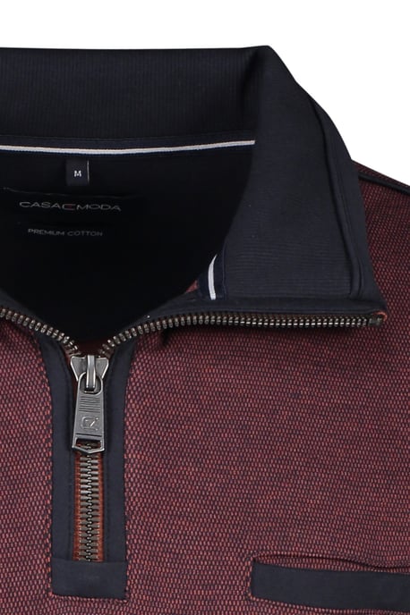 katoenen Casa Moda sweater opstaande kraag aubergine - Image 3