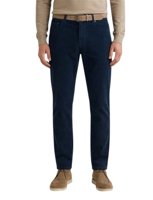 katoenen broek Brax effen donkerblauw normale fit - Image 1